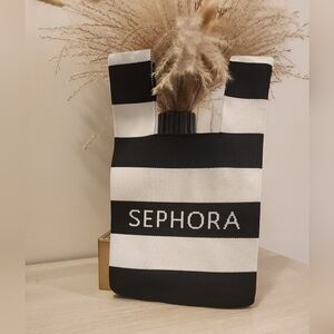 🌷SEPHORA Limited Edition Black and White Striped Knitted Tote Mini Shopping Bag